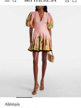 Alemais Size 0 Floral Puff-Sleeve Mini Dress summer cocktail NWT $800